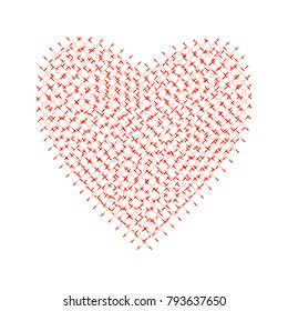 Red abstract heart isolated on white background. Vector design element for Valentine's day.