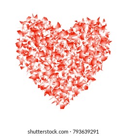 Red abstract heart isolated on white background. Vector design element for Valentine's day.