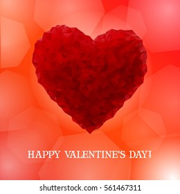 Red Abstract Heart. Polygonal Design Heart. Vector Illustration