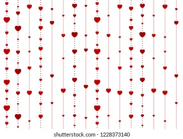 Red abstract hearts on white background. Valentines Day vector design