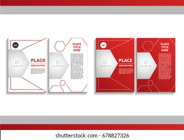 Red Abstract Hexagon Theme with Image in Business Brochure Design Template Vector. Book, Cover, Annual Report, Magazine, Poster, Corporate Presentation, Portfolio, Brochure, Leaflet, Banner, Website