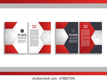 Red Abstract Hexagon  Theme with Image in Business Brochure Design Template Vector. Book, Cover, Annual Report, Magazine, Poster, Corporate Presentation, Portfolio, Brochure, Leaflet, Banner, Website