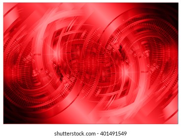 red abstract hi speed internet technology background illustration. eye scan virus computer. gear