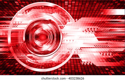 red abstract hi speed internet technology background illustration. eye scan virus computer. vector