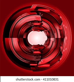 red abstract hi speed internet technology background illustration. eye scan virus computer. motion move. vector