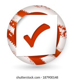 red abstract icon with paper and check box