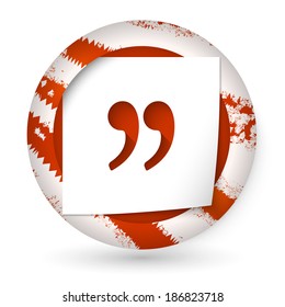 red abstract icon with paper and quotation mark