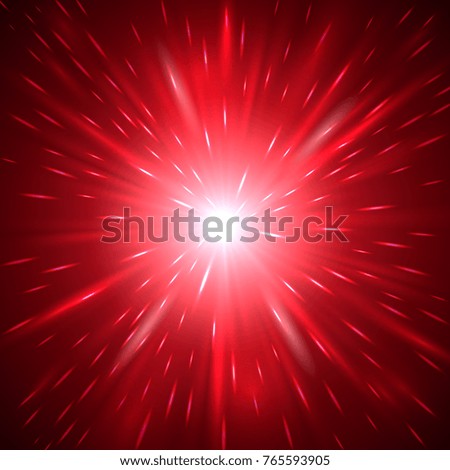 Red abstract light burst background, vector decorative illustration