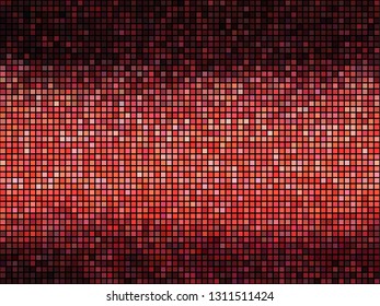 Red abstract lights disco background. Square pixel mosaic.