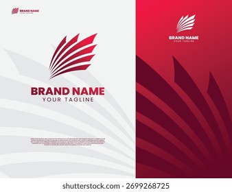 red abstract line logo design illustration