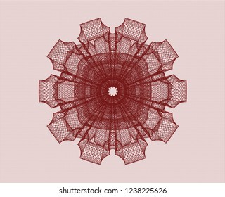 Red abstract linear rosette