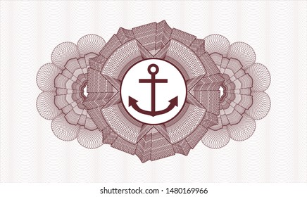 Red abstract linear rosette with anchor icon inside