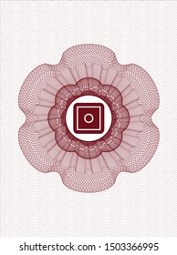 Red abstract linear rosette with bank safe icon inside