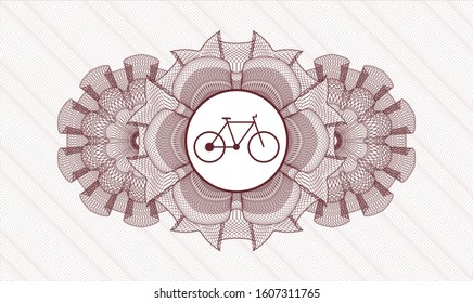 Red abstract linear rosette with bike icon inside