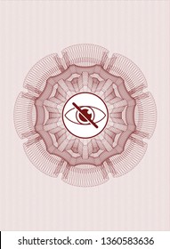 Red abstract linear rosette with blind icon inside