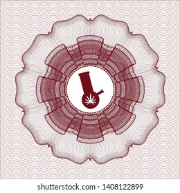 Red abstract linear rosette with bong of marijuana icon inside