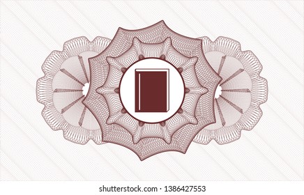 Red abstract linear rosette with book icon inside