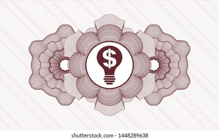 Red abstract linear rosette with business idea icon inside