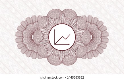 Red abstract linear rosette with chart icon inside