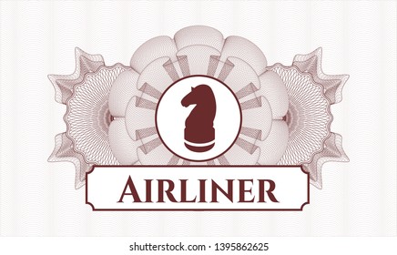 Red abstract linear rosette with chess knight icon and Airliner text inside