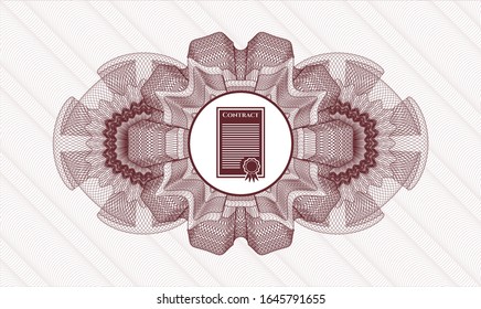 Red abstract linear rosette with contract icon inside