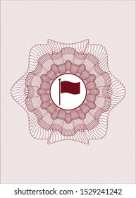 Red abstract linear rosette with flag icon inside