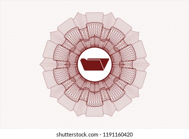 Red abstract linear rosette with folder icon inside