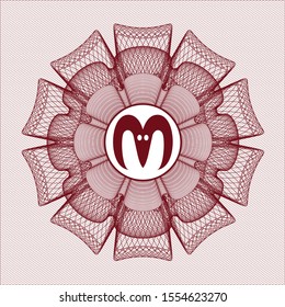 Red abstract linear rosette with goat head icon inside