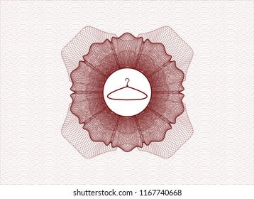 Red abstract linear rosette with hanger icon inside