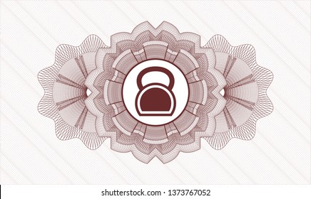 Red abstract linear rosette with kettlebell icon inside