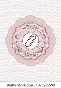 Red abstract linear rosette with paper clip icon inside