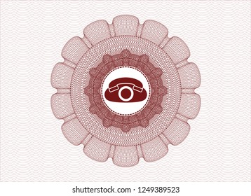 Red abstract linear rosette with phone icon inside