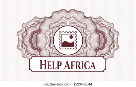 Red abstract linear rosette with picture icon and Help Africa text inside