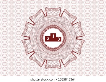 Red abstract linear rosette with podium icon inside
