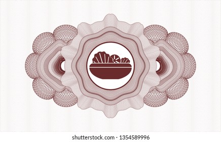 Red abstract linear rosette with salad icon inside