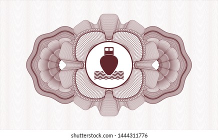 Red abstract linear rosette with ship icon inside