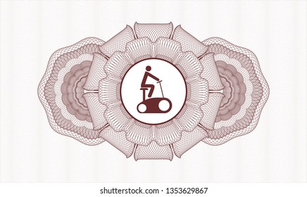 Red abstract linear rosette with stationary bike icon inside