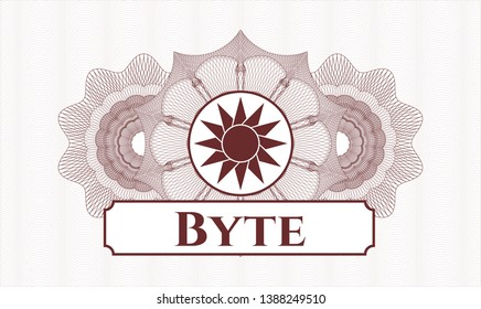 Red abstract linear rosette with sun icon and Byte text inside