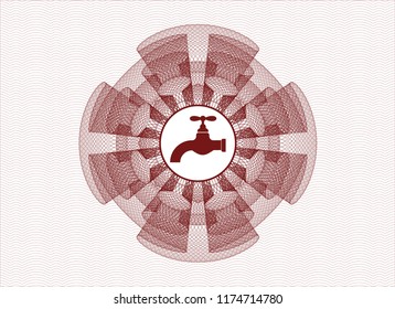 Red abstract linear rosette with tap icon inside