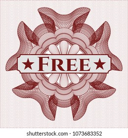  Red abstract linear rosette with text Free inside