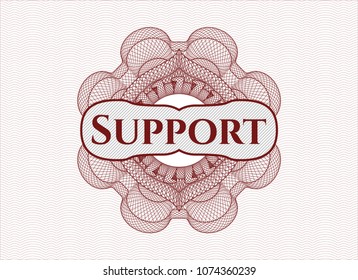  Red abstract linear rosette with text Support inside