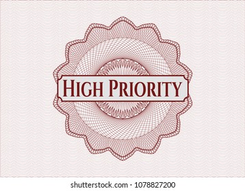  Red abstract linear rosette with text High Priority inside