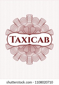 Red abstract linear rosette with text Taxicab inside