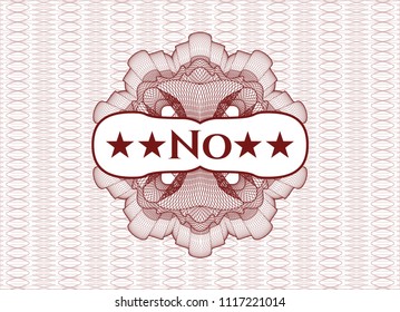 Red abstract linear rosette with text No inside