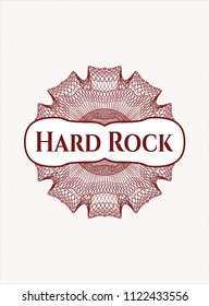 Red abstract linear rosette with text Hard Rock inside