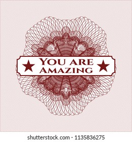 Red abstract linear rosette with text You are Amazing inside