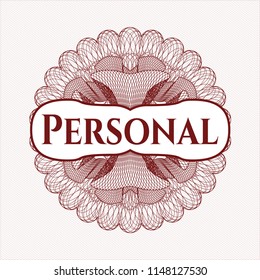 Red abstract linear rosette with text Personal inside