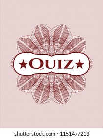 Red abstract linear rosette with text Quiz inside