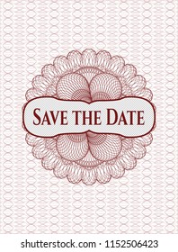 Red abstract linear rosette with text Save the Date inside