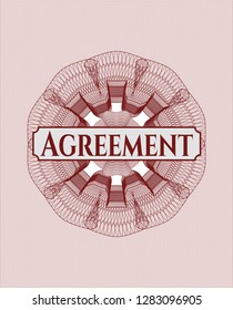 Red abstract linear rosette with text Agreement inside